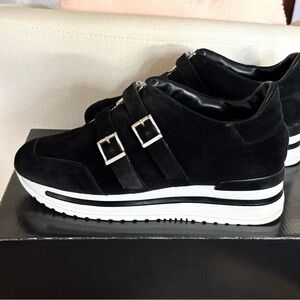 Vintage John Galliano Y2K Wedge Sneakers Suede Black Buckles Women’s Size 7